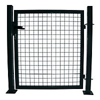 Portillon pour clôture grillagée à poteaux carrés sur platine anthracite L.100XH.100 cm