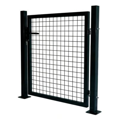 Portillon pour clôture grillagée à poteaux carrés sur platine anthracite L.100XH.100 cm
