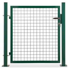 Portillon pour clôture grillagée à poteaux carrés sur platines Blooma vert 100 x h.100 cm