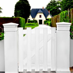 Portillon PVC blanc SOULAC L100 x H115 - Verrou intérieur gauche