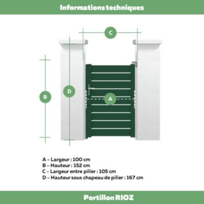 Portillon rioz 100x152 cm Vert mousse 6005 Jardimat