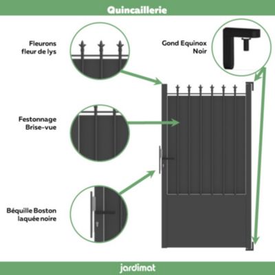 Portillon ronchaux 2 100x170 cm Noir 2100 Jardimat