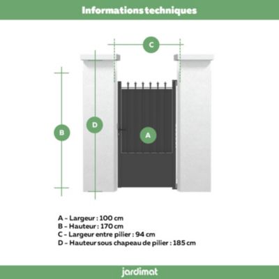 Portillon ronchaux 2 100x170 cm Noir 2100 Jardimat