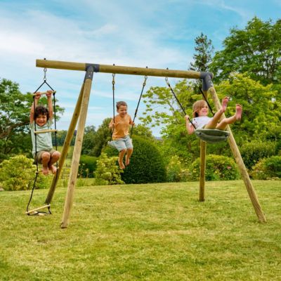 Portique 2 balançoires AMANDIER en bois H190cm marron