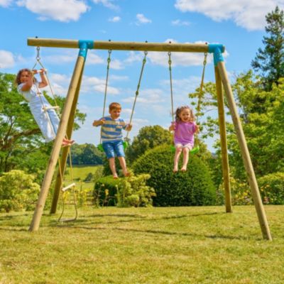 Portique 2 balançoires BALANDIER en bois H224cm marron