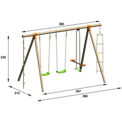 Portique bois 2,30 m Topwood NANI - 6 enfants