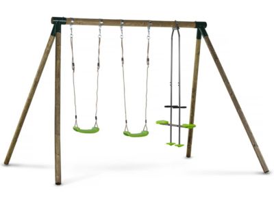 Portique avec 2 balançoires et une glissière forest