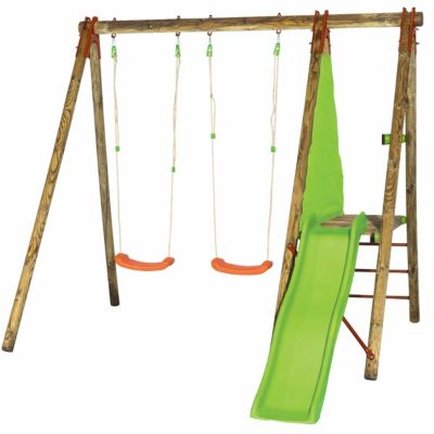 Portique Dani TOPWOOD bois 2,30m 2 balançoires, 1 toboggan