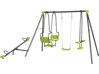 Portique de jeu en métal avec balançoire a bascule "Lenny"  4 agrès  Vert