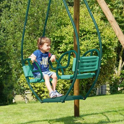 Portique en bois rond 3 agrès avec face à face et toboggan NARCISSE