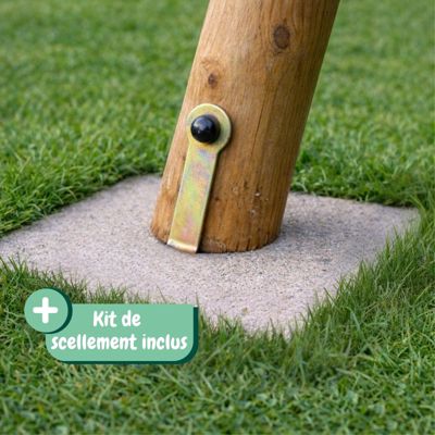 Portique en bois rond 3 agrès avec face à face et toboggan NARCISSE