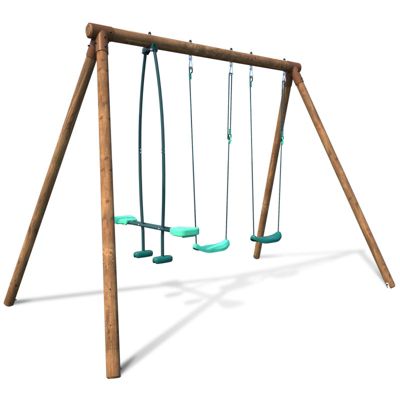 Portique en bois rond 3 agrès avec face à face POLO