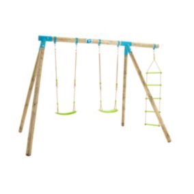 Portique gineste tp toys 2 balançoires / échelle corde / kit d'ancrage h.209 cm