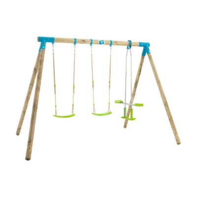Portique TP Toys Ceyreste 2 balançoires + vis-à-vis + kit d'ancrage L.342 x l.279 x H.243 cm