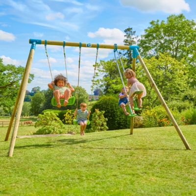 Portique TP Toys Ceyreste 2 balançoires + vis-à-vis + kit d'ancrage L.342 x l.279 x H.243 cm