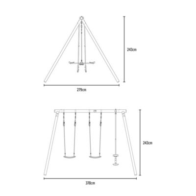 Portique TP Toys Ceyreste 2 balançoires + vis-à-vis + kit d'ancrage L.342 x l.279 x H.243 cm