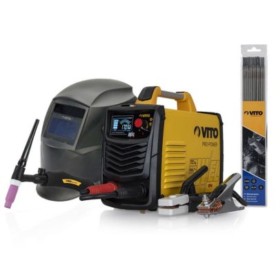 Poste a souder Profesionnel inverter MMA TIG 150 Ampères+12 baguettes Diam 2.5 mm + Cagoule LCD + Mallette VITO