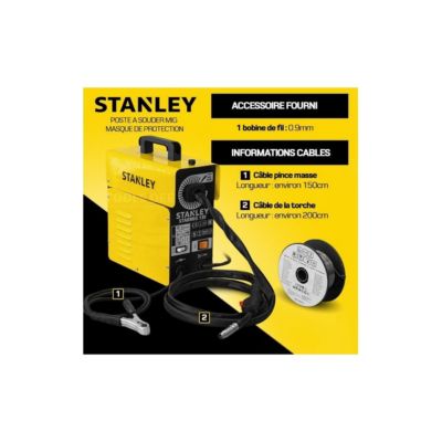 Poste à souder Mig Sans gaz STARMIG130 Régulation Automatique du fil STANLEY