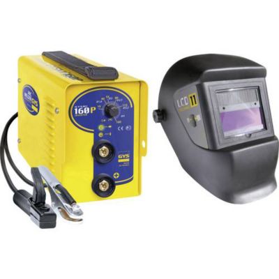 Poste à souder MMA Inverter GYSMI 160P 10-160 A avec masque LCD TECHNO 11, compact et protégé jusqu'à 400 V
