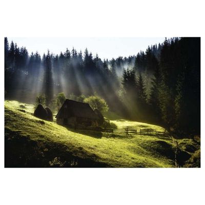 Poster intissé CAMPAGNE ROUMAINE 90 x 60 cm - Décoration intérieure HD