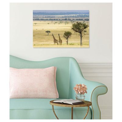 Poster intissé girafes dans la DOUCE SAVANE 60 x 40 cm - Décoration intérieure HD