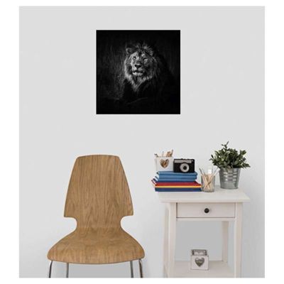 Poster intissé LION NOIR ET BLANC 50 x 50 cm - Décoration intérieure HD