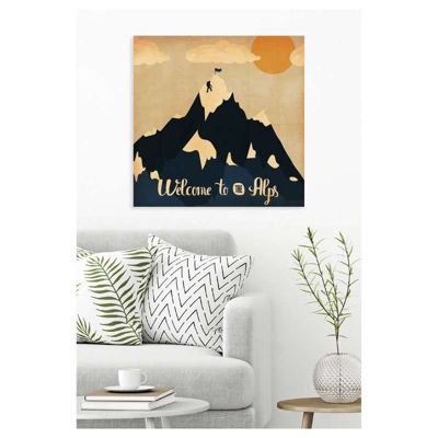 Poster montagne papier intissé LES ALPES ILLUSTREES 90 x 90 cm - Décoration intérieure HD