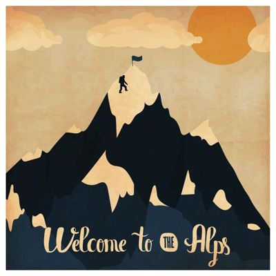 Poster montagne papier intissé LES ALPES ILLUSTREES 90 x 90 cm - Décoration intérieure HD
