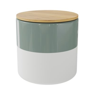 Pot à coton Koros blanc et vert de gris GoodHome