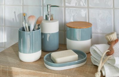 Pot à coton Koros blanc et vert de gris GoodHome