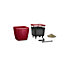 Pot carré Lechuza Premium LS rouge scarlet brillant 21 x 21 x h.20 cm