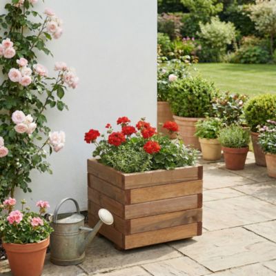Pot carré bois Blooma Bopha marron 40 x 40 x h.35 cm