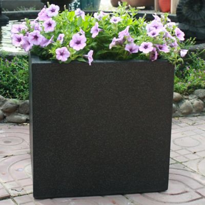 Pot carré ciment Blooma Hoa gris foncé 40 x 40 x h.40 cm