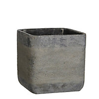 Pot carré ciment Kane gris 25 x 25 x h.24 cm