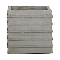 Pot carré ciment rayé gris 38 x 38 x h.37 cm