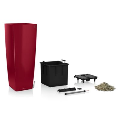 Pot carré Lechuza Alto Premium rouge scarlet brillant 40 x 40 x h.105 cm