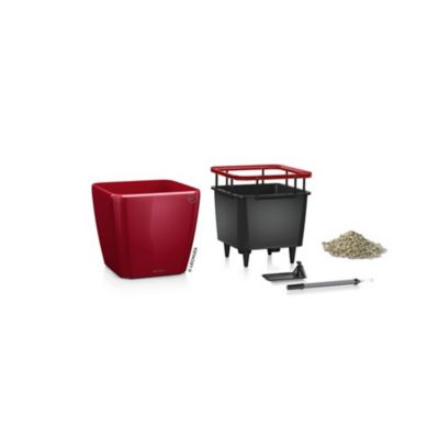 Pot carré Lechuza Premium LS rouge scarlet brillant 28 x 28 x h.26 cm