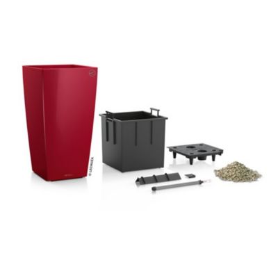Pot carré Lechuza Premium rouge scarlet brillant 50 x 50 x h.95 cm