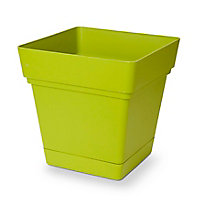 Pot carré plastique à réserve d'eau Blooma Nurgul vert 38 x 38 x h.39 cm