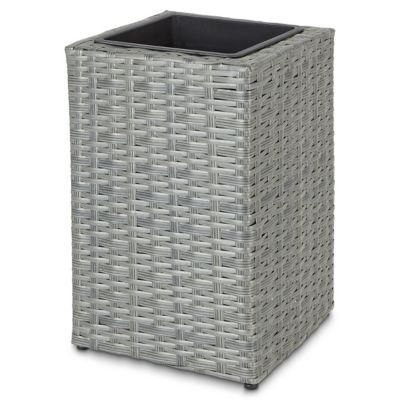 Pot carré plastique Blooma Sulana effet rotin gris 30 x 30 x h.45 cm