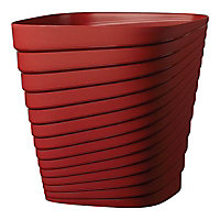 Pot carré plastique Deroma Slinky rouge griotte 30 x 30 x h.30 cm