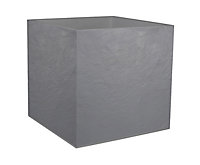 Pot carré plastique EDA Durdica gris galet 49,5 x 49,5 x h.49,5 cm
