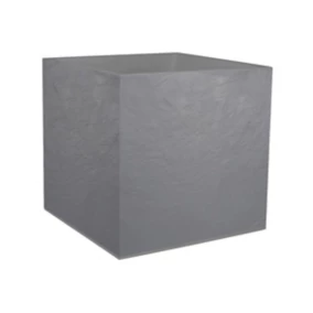 Pot carré plastique EDA Durdica gris galet 49,5 x 49,5 x h.49,5 cm