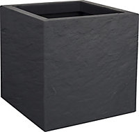 Pot carré plastique EDA Durdica Up anthracite 29,5 x 29,5 x h.29,5 cm