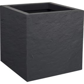 Pot carré plastique EDA Durdica Up anthracite 29,5 x 29,5 x h.29,5 cm