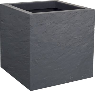 Pot carré plastique EDA Durdica Up gris galet 29,5 x 29,5 x h.29,5 cm