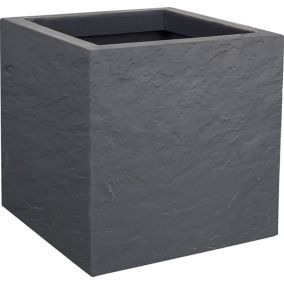 Pot carré plastique EDA Durdica Up gris galet 29,5 x 29,5 x h.29,5 cm