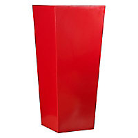 Pot carré plastique Euro3Plast Kiam gloss rouge orient 30 x 30 x h. 67 cm