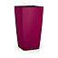 Pot carré plastique Lechuza Color rouge grenade 30 x 30 x h.56 cm