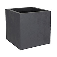 Pot carré polypropylène EDA Basalt Up anthracite 29,5 x 29,5 x h.29,5 cm
